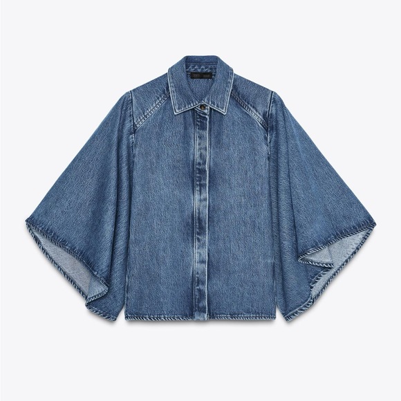 ZARA ZW COLLECTION DENIM KIMONO SHIRT - Picture 7 of 9